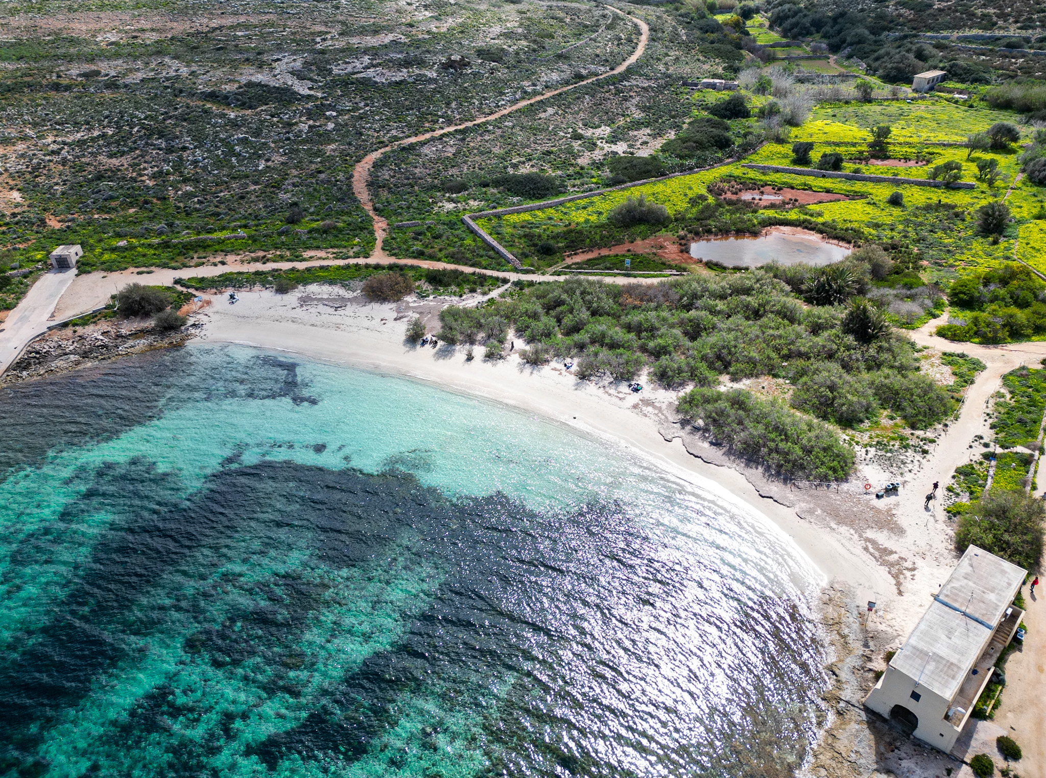 Sandy shore and clear water at Saint Mary’s Bay